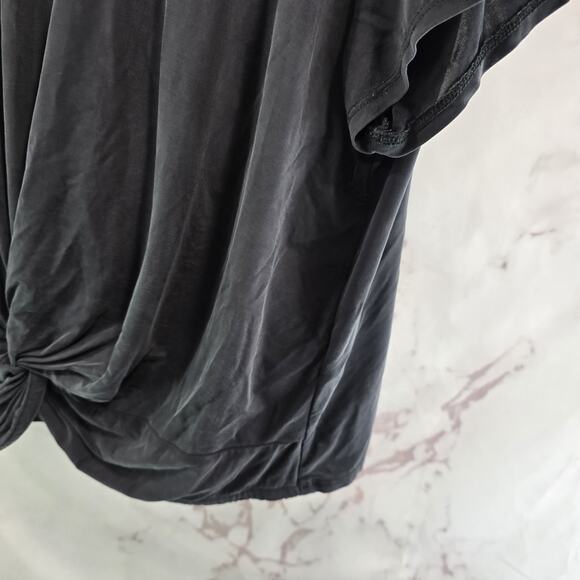 & Other Stories T Shirt Womens Medium 8 Black Blouse Twist Knot Front Stockholm - Picture 6 of 10